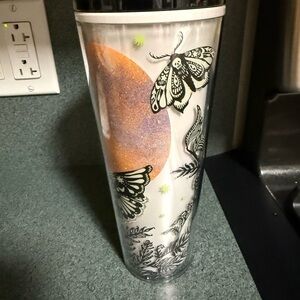 Starbucks Glow in the Dark Cold Tumbler. Moth, Skulls and Moon Tumbler * RARE *
